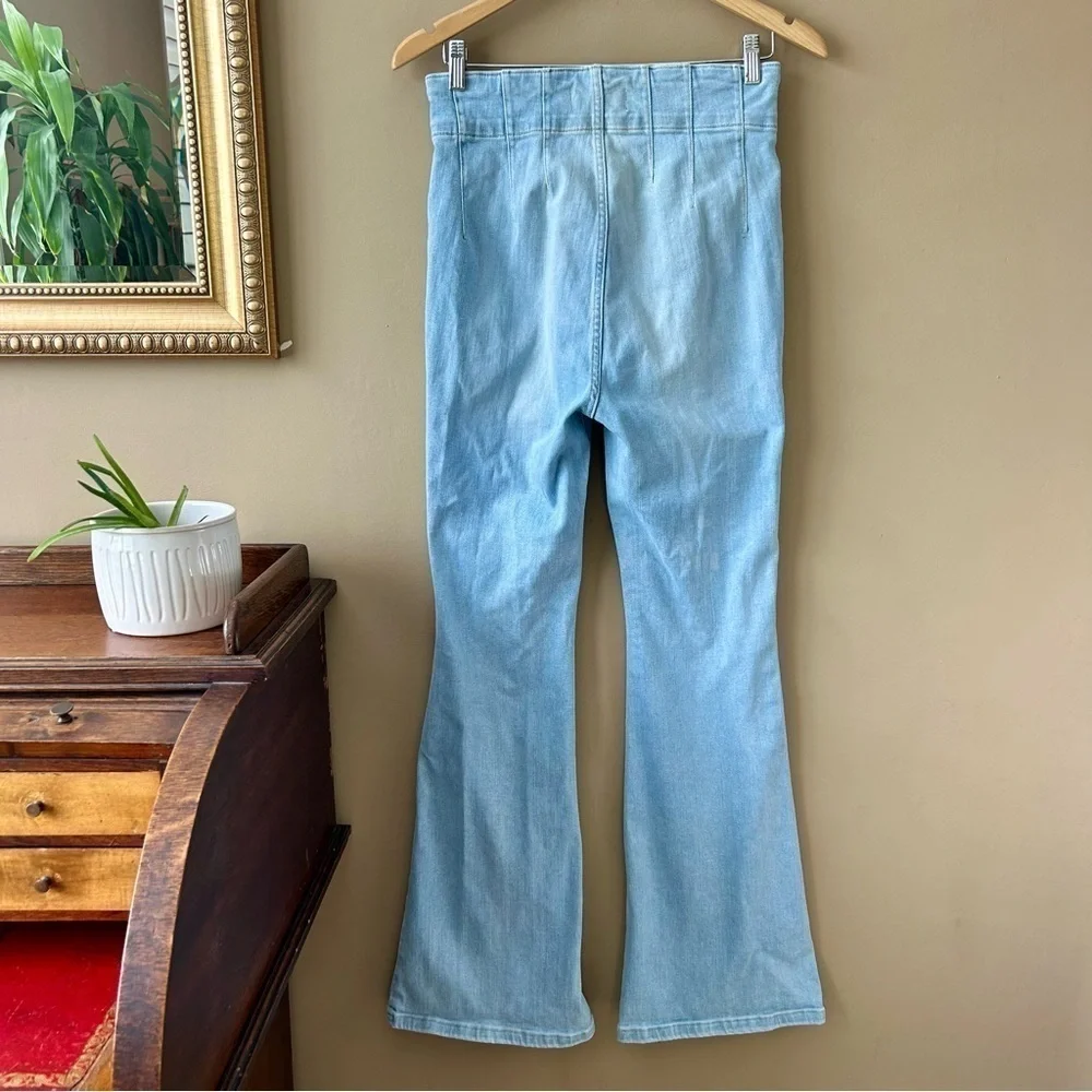 Free People We the Free Jayde Flare Jeans High Rise Wide Leg Light Wash Size 30